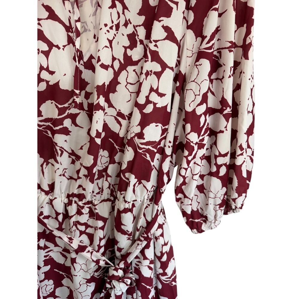 BloomChic Floral Midi Dress 6X 30 Ruffle Lantern Sleeve Pocket Tie - Picture 11 of 15